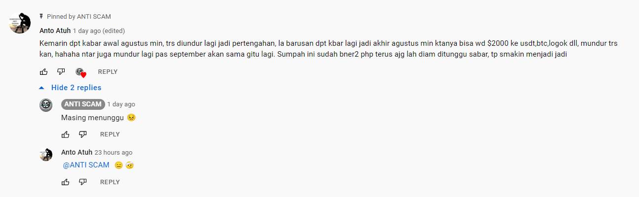 Member ATG Pesimis Terkait Janji WD di Akhir Agustus Ini