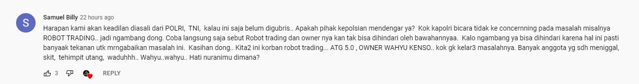 Kasus Dugaan Penipuan Robot Trading ATG 5.0 Belum Mendapatkan Kejelasan