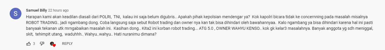Kasus Dugaan Penipuan Robot Trading ATG 5.0 Belum Mendapatkan Kejelasan