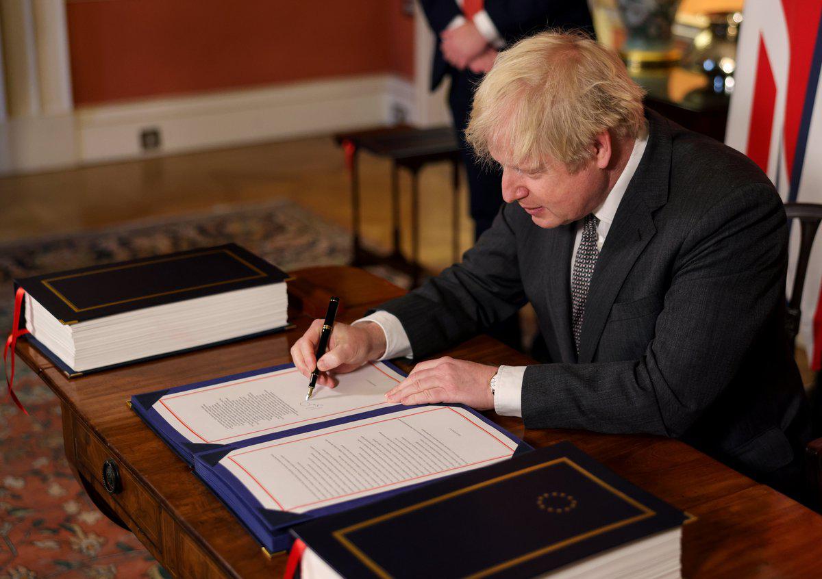 协议 英欧 约翰逊 英国 贸易 签署